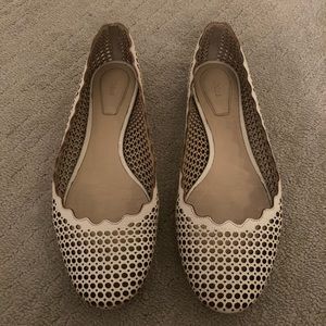 CHLOE Lauren Ballet Perforated Flats Cream Sz 37.5